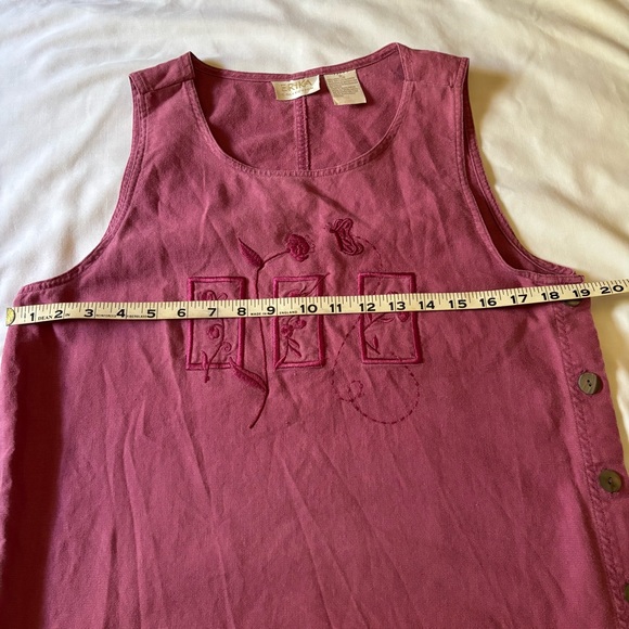 Erika Pink Linen Blend Embroidered Sleeveless Dress & Jacket Women's Size 6 - Picture 4 of 7